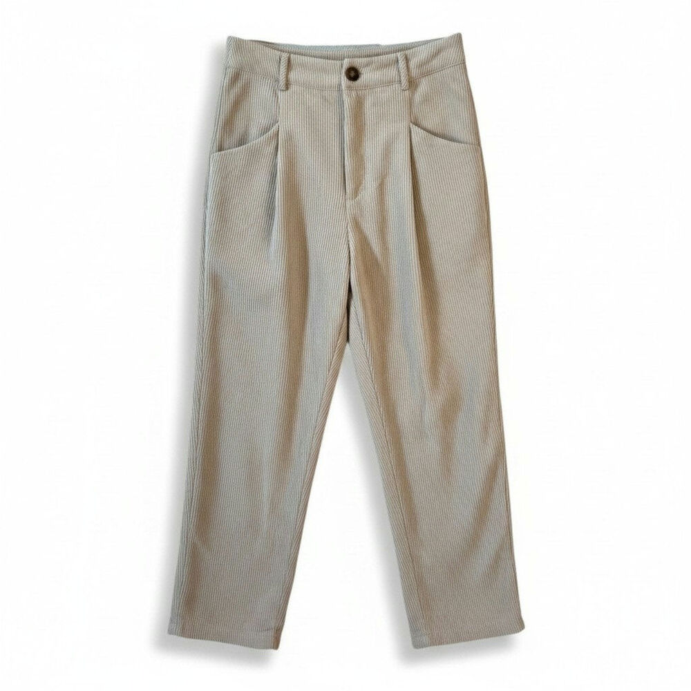 Womens Corduroy Loose Baggy Pants Beige Size 6 or Medium Minimalist Casual Y2K